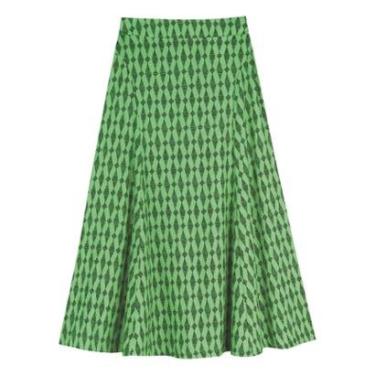Imagem de Saia Chá Estampada Com Zíper E Cintura Alta-Feminino