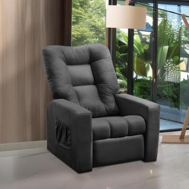 Imagem de Poltrona do Papai Reclinável Itália Suede Preto Adonai Estofados