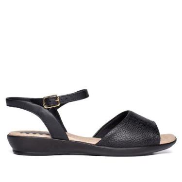 Imagem de Sandália Feminina Piccadilly Rasteira Wide Fit Napa Preto, Preto, 37