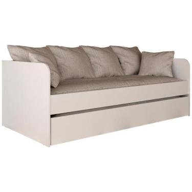 Imagem de Sofa Cama Solteiro Com Auxiliar Cm8032 Branco Tecno Mobili