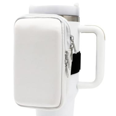 Imagem de Bolsa de garrafa de água para copo Stanley, bolsa grande para copo de 1,134 g, acessórios para copos Stanley, dois bolsos (branco)