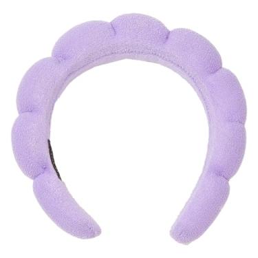 Imagem de Bandanas de spa para lavar o rosto e cuidados com a pele facial, conjunto de faixas de cabelo felpudas para maquiagem inchada para lavagem do rosto e aplicação de máscara, acessórios de cabelo macios