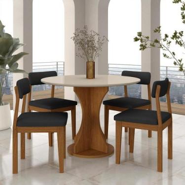 Imagem de Mesa Redonda Cosença Com 4 Cadeiras Estofadas Fre/off/s.preto - M.a - 