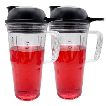 Imagem de CXQ Copo de substituição para liquidificador de 680 g com tampa para uso, compatível com NutriBullet Blender Combo NBF10500/NBF70500/ZNBF30400Z/ZNBF30500Z (2 xícaras, 680 g com alça)