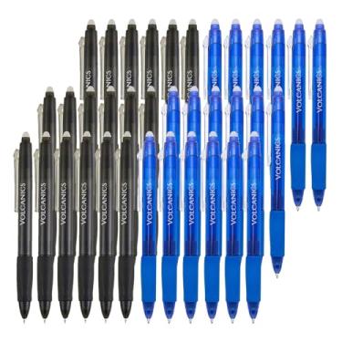 Imagem de Volcanics Canetas de gel apagáveis clicker retráteis – ponta esférica de 0,7 mm, apagável a calor com borracha embutida, pacote com 36, azul e preto