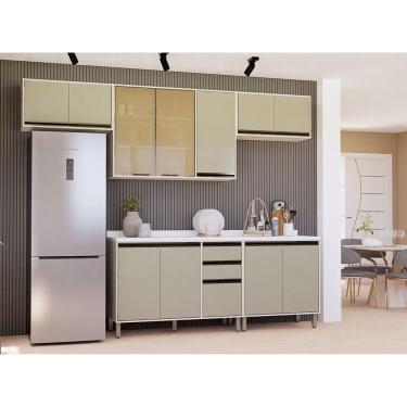 Imagem de Cozinha Modulada Compacta 5 Peças Com Tampo Linea Luciane Mó Pátina Ff-mocca Laca