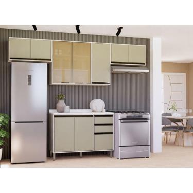 Imagem de Cozinha Modulada Compacta 4 Peças Com Tampo Linea Luciane Mó Pátina Ff-mocca Laca