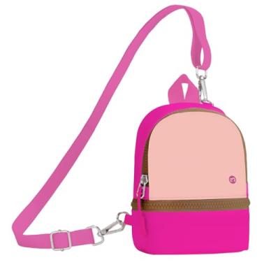Imagem de Babysun Mini mochila porta-chaves bolsa de pulso pequena bolsa de moedas linda carteira com zíper com 3 compartimentos para cartão RFID para mulheres/homens Airpods cosméticos, Hotpink-l, Mini mochila