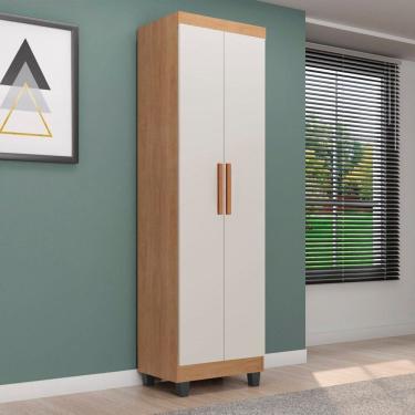 Imagem de Armário Multiuso com Prateleiras em Mdp e Pintura Uv Lite Marrom/Off White