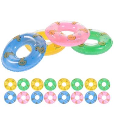 Imagem de CORHAD 20 peças de mini anéis de natação infláveis para mini decoração de casa, cores aleatórias, material para festas na piscina e decoração criativa