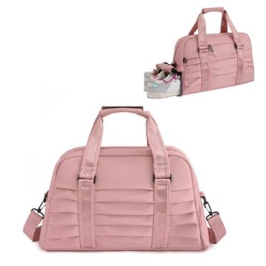 Imagem de Bolsa Academia com Compartimento para Tênis 48 x 26 x 15 cm Tecido Oxford Impermeável Unissex Mochila Academia (Rosa)