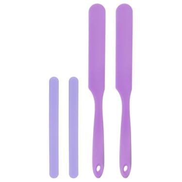 Imagem de Generic Kit de palitos de silicone para agitação, 2 palitos reutilizáveis e 2 peças de raspador de espátula para misturar resina, cera, dor, epóxi, líquido, artesanato, roxo