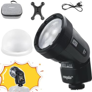 Imagem de JINBEI Flash de teto LED de cabeça redonda H1(s) 12W, sincronização de alta velocidade HSS 1/8000s, bateria de grande capacidade GN28 de 2000 mAh, compatível apenas com câmeras Sony, luz de flash 2 em