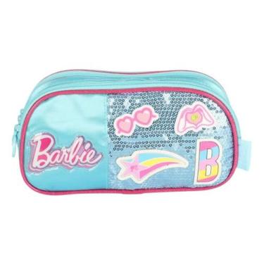 Imagem de Estojo Escolar Triplo Infantil Luxcel ET47705BB Barbie Paetê - DMW, Az