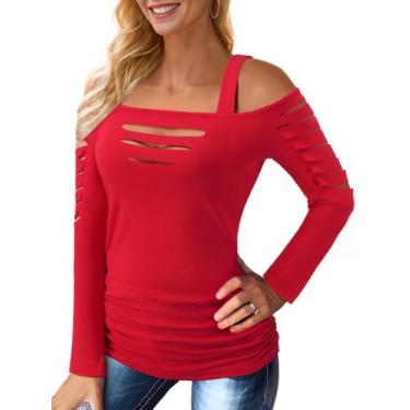 Imagem de Top Bellelily Sexy Cut Out Cold Shoulder de manga comprida para mulher
