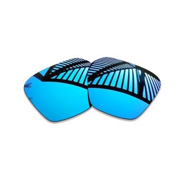 Imagem de MYCOURAG Lentes de reposição polarizadas com proteção UV para óculos de sol Oakley Briza OO9497 58 mm – Azul gelo espelhado revestido polarizado