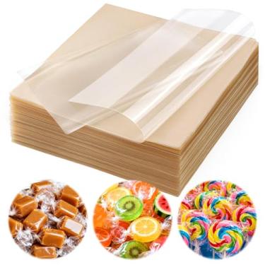 Imagem de Juome 1000 folhas de rolo de celofane transparente de 12 x 12 cm, papel de caramelo e chocolate para petiscos, pirulito, goma, Saran Wrap& Cake Pop Making Supplies, etc