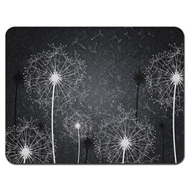 Imagem de Mouse pad para jogos - Base de borracha antiderrapante, superfície lisa para controle preciso do mouse, ideal para laptop, uso no escritório - 24 x 19 cm - dente-de-leão preto e branco