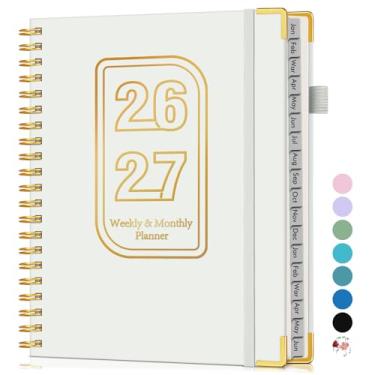 Imagem de Agenda A4 18 meses semanal e mensal 2026-2027, janeiro de 2026 a junho de 2027, agenda diária de 21,6 x 28 cm, agenda semanal e mensal, agenda em espiral para escritório, trabalho, escola, casa