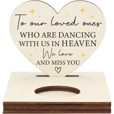 Imagem de Castiçal Memorial Tealight com verso de coração "Dancing in Heaven", placa de lembrança, presente de luto de simpatia para entes queridos, LMM2