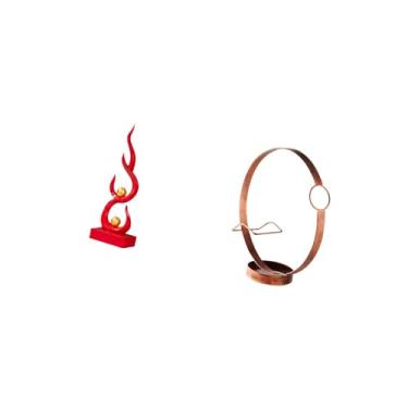 Imagem de Fenteer Escultura de de Resina Moderna E Suporte de Garrafa de Vinho de Metal, Organizador para Mesa, Pátio, Escritório, Estante E Decoração de Exibição