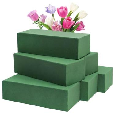 Imagem de Prashent 6 peças de blocos de espuma floral, espuma verde úmida de flores secas para arranjos de flores frescas e artificiais, suprimentos de artesanato DIY para centros de mesa, buquês, casamento e