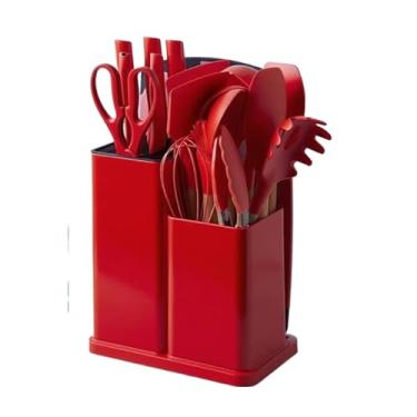 Imagem de Conjunto De UtensíLios De Cozinha Em Silicone | Conjunto Completo De Facas Afiadas(Vermelho)