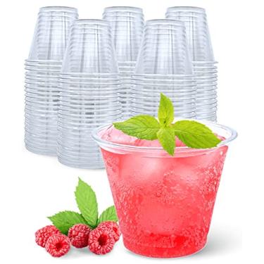 Imagem de [Pacote com 200] Copos de plástico transparente de 255 ml, copos de bebida cristalinos, copos de festa descartáveis para frutas/sorvete/cupcake/bebidas frias: café gelado, água, suco, refrigerante, coquetéis congelados