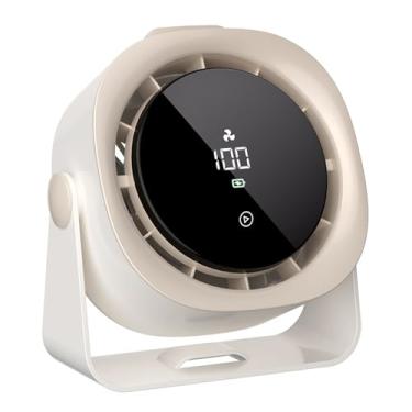 Imagem de HINEIBER Ventiladores de mesa portáteis, ventilador de mesa silencioso montado na parede, controle de toque, inclinação de 140°, ventilador recarregável de 4000 mAh operado por bateria para escritório