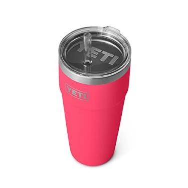 Imagem de YETI Copo de canudo Rambler 737 g, isolado a vácuo, aço inoxidável com tampa de palha, rosa bimini