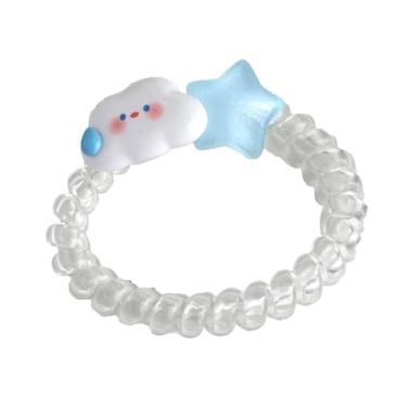 Imagem de Pssopp Nuvens Fofas Estrela o Clipe de Cabelo Feminino, Adornado Com Nuvens e Estrelas Encantadoras, Acessório de Cabelo Ideal para Meninas, Adultos, Estudantes, Elegante e Versátil Com Materiais de , (Gravata de cabelo nublado)