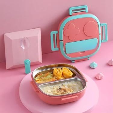 Imagem de Marmita Lancheira Infantil Escolar Portátil Recipiente Para Comida Lancheira Lunch Box Bebê550ML(GAME-ROSA)