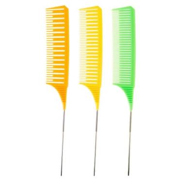 Imagem de Pente de tingimento para colorir, 3 peças, acessórios de barbeiro, escova de cabelo, pentes para pentear, realçar, conjunto de pente com cauda (C)