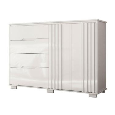 Imagem de Comoda Texas 4 Gavetas Sapateira Branco Acetinado - Moval