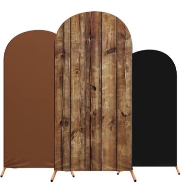 Imagem de Tingjoo Conjunto de 3 capas de fundo de arco da floresta, 1,2 m, 1,5 m, 1,8 m, decoração de festa de aniversário com tema de selva, capas de suporte de arco ajustadas de elastano para festa de