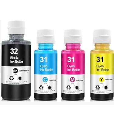 Imagem de LONEYLONG Conjunto de 4 frascos, 31 frascos de tinta, 32GG, frasco de tinta preta compatível com HP 31 Ink 32XL Ink com HP Smart Tank 660 670 700 6000 6001 7000 7001 7300 7301 7600 7602