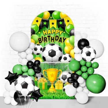 Imagem de Capa de fundo de arco de futebol de 1,8 m, 2 lados, redondo, elástico, esportivo, tema esportivo, festa de aniversário, foto de fundo, suporte de arco, decoração elástica