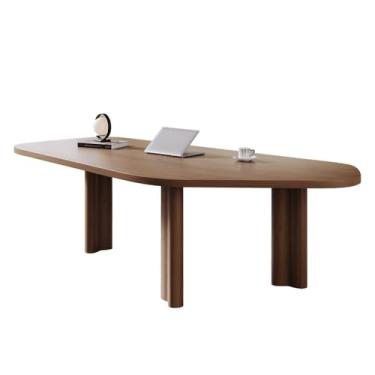 Imagem de Mesa de trabalho Mesa de escritório moderna e minimalista, mesa escrita irregular madeira maciça, estação trabalho criativa com 3 pernas(S)