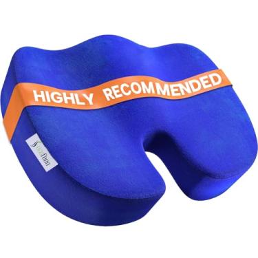 Imagem de Almofada de assento de espuma viscoelástica de gel refrescante – Almofada ortopédica antiderrapante para cadeiras de escritório, assentos de carro e uso doméstico | Alívio ergonômico da dor para