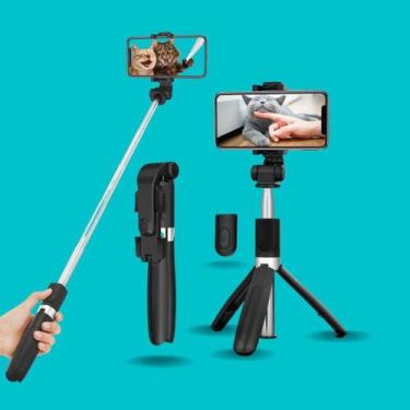 Imagem de Bastão Retrátil para Selfie com Tripé e Controle Wireless  Suporte par