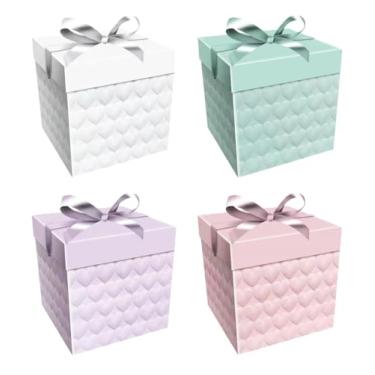 Imagem de Caixa para Presente Desmontada VMP | Estampa Textura + Fita Decorativa | Tamanho 15 ×15 × 15 cm.