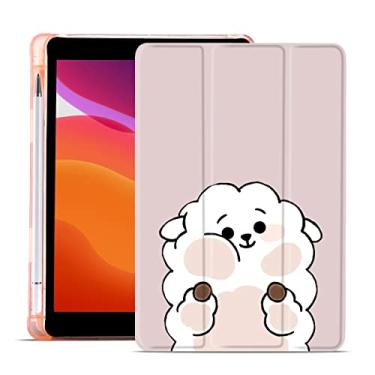 Imagem de MAYCARI Capa de animal fofa para iPad de 10,2 polegadas 2021/2020/2019 com suporte de lápis, adorável capa protetora traseira de TPU macio para iPad 9ª/8ª/7ª geração, função hibernar/acordar automática para meninas e mulheres