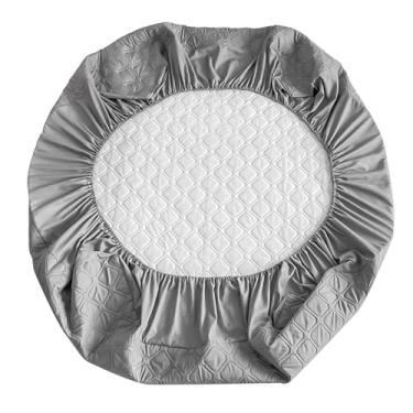 Imagem de Almofada de colchão MUNEFE, capa de cama acolchoada de solteiro, protetor de colchão xadrez quadrado para hotel doméstico (120 * 200cm)