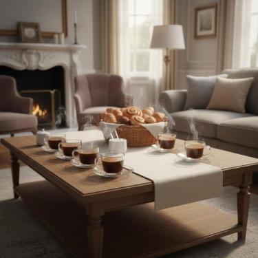 Imagem de Conjunto 6 Xícaras Café 80ml Clássica Com Pires De Vidro - Hauskraft