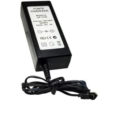 Imagem de Fonte 12v 5a Plástica Para Cftv, Fitas Leds, Bivolt - Genérica