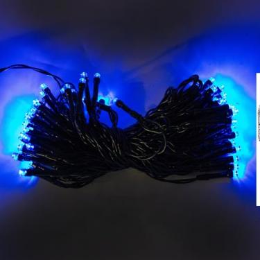 Imagem de Cordão de Lâmpadas LED Pisca Pisca, 10 Metros, 80 LEDs, Carregamento Solar, Azul, 8 Modos, Resistente à Água