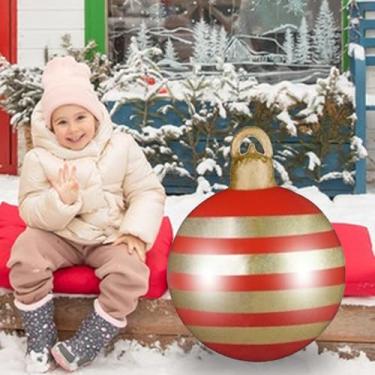 Imagem de Bolas Infláveis de Natal para Exterior | Decoração de Natal de 60 cm | Decorações Para Varanda Natalinas - Para Jardim Sala Quarto Estudo Entrada De Loja E Casa