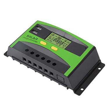 Imagem de Phefop Controlador Solar PWM 12V / 24V, Controlador de Carga USB Duplo ABS, Display LCD para Jardim Doméstico e Uso Externo (#13)