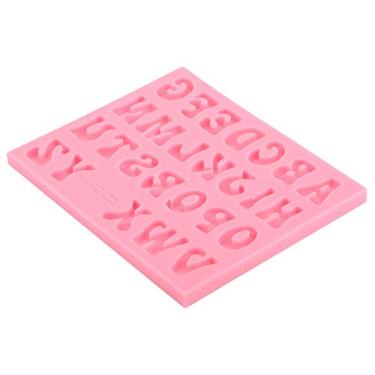 Imagem de GLOGLOW Alfabeto de Molde de Silicone 26 Letras, Ferramenta de Molde Flexível para Cozimento DIY, Perfeito para Chocolates e Sabonetes, Design Rosa de 4,9 X 4,1 Polegadas