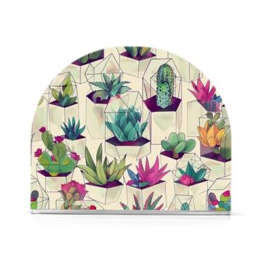 Imagem de Wassud Porta-guardanapos acrílico de cacto em vidro, dispensador de guardanapo de papel moderno em forma de U para mesa, cozinha, sala de jantar, bancada 1 peça (comporta 50-60 guardanapos)